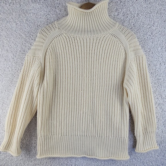 LILLUSORY Sweaters - Lillusory Cream Heavy Knitted Ribbed Turtleneck Fisherman Boho Sweater Sz Small